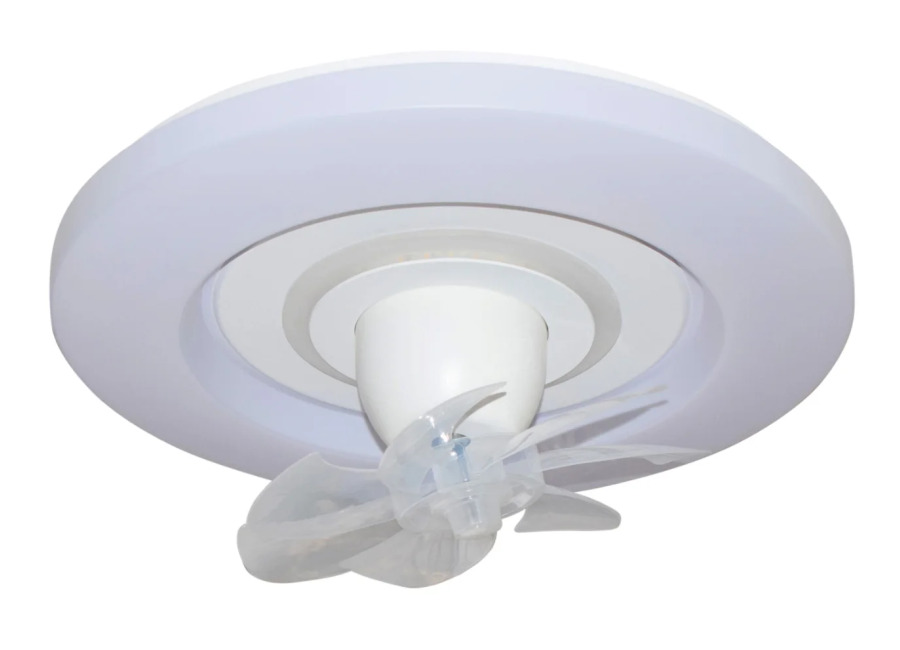 BEL AIR HOME – Ventilador/Plafón AKASHA blanco con motor DC, 6 aspas, 38W LED 3000-6000K, Al.21xD.48cm