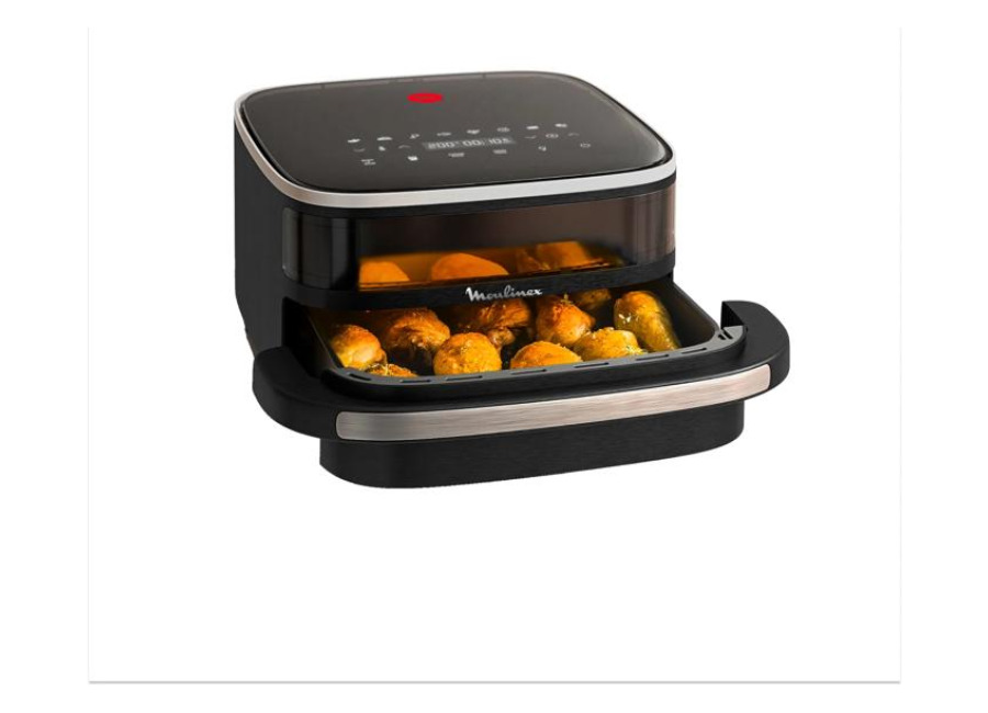 Moulinex Easy Fry XL Surface, Freidora de Aire, Gran Superficie de Cocción, Doble Resistencia, 10 Programas Automáticos, Formato Compacto, Ventana de