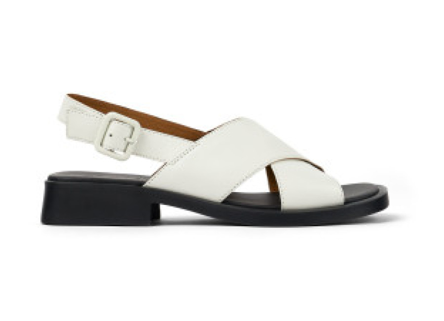 Zapatillas Camper para mujer. K201600-004 Sandalias de piel Dana blanco (36), Plano, Hebilla, Casua