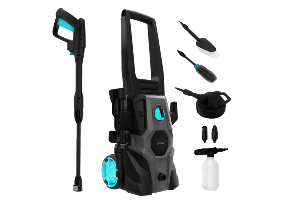 Hidrolimpiadora – Cecotec HydroBoost 1600 Car&Garden Max, W, 135 bares, 468 L/h, Depósito de jabón, Cepillo y ruedas, Negro