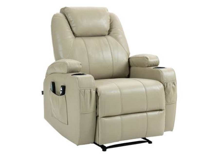 Sillón Hepler Con Función De Masaje Simil Cuero Crema 94x83x105 Cm Clp
