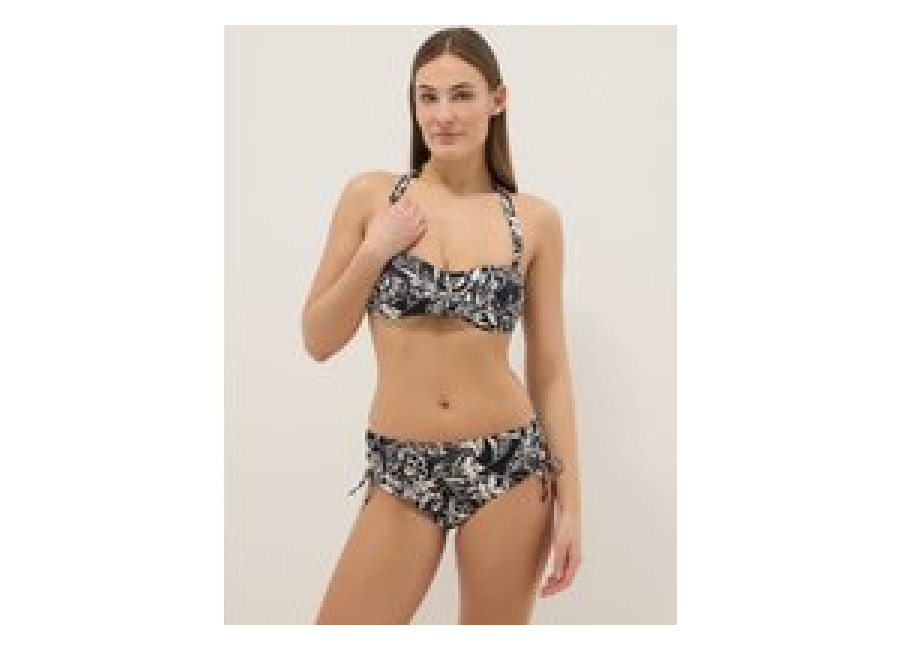 Ovs Slip De Baño Elástico Multicolor Con Estampado Floral, Mujer, Negro/Blanco, Talla: 3