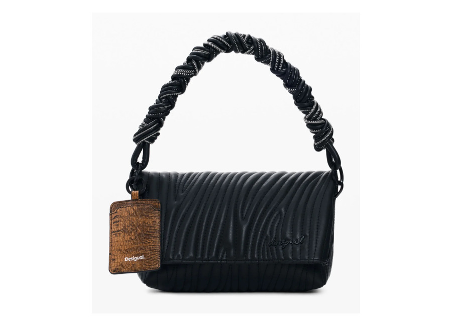 Desigual Bolso pequeño relieve, Mujer, Poliuretano, Negro, U