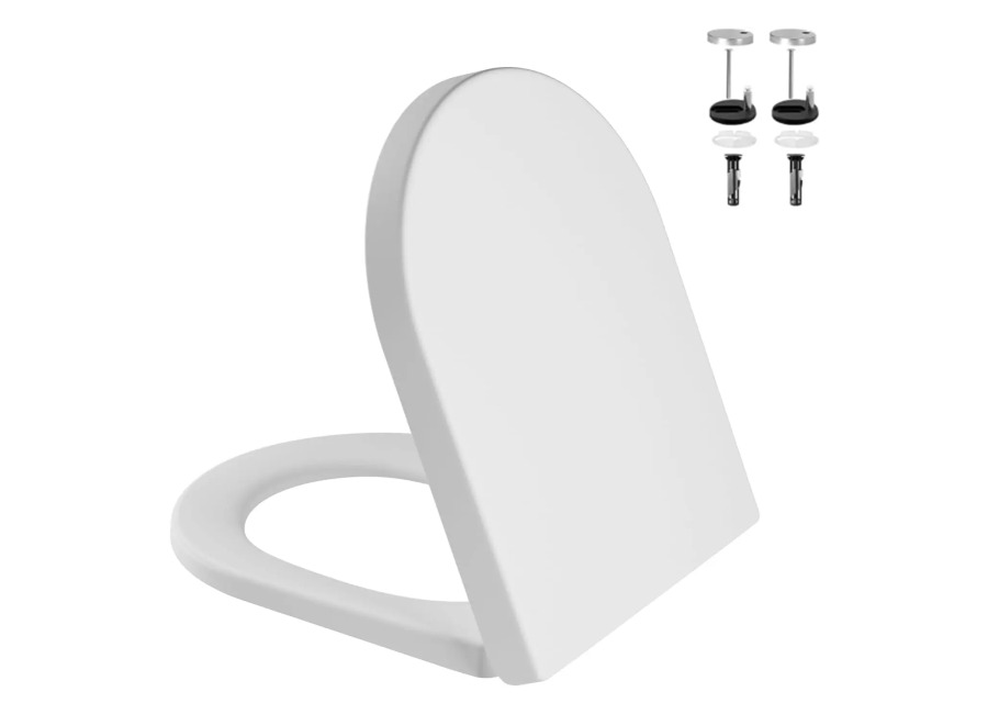Tapa de inodoro con descenso automático, asiento de inodoro en forma de D, soporta hasta 250…