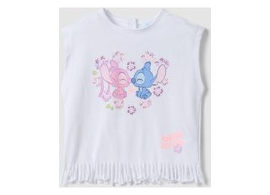 Fagottino Camiseta De Tirantes Blanca De Algodón Puro Con Flecos, Niña, Azul Claro, Talla: 12-18