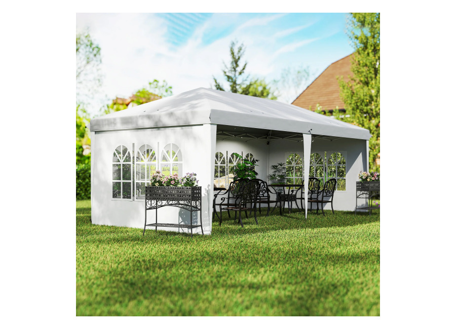 Outsunny Carpa Plegable 6×3 m, Pop-up, con 4 Laterales Desmontables, Cenador de Jardín con 4 Ventanas…