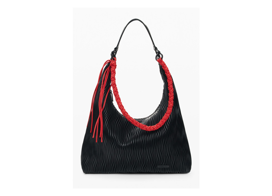 Desigual Bolso mediano relieves, Mujer, Poliuretano, Negro, U