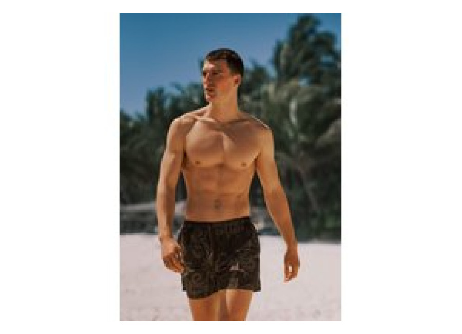 Ovs Bañador Tipo Bóxer Marrón Con Estampado All Over, Hombre, Negro/Gris, Talla: