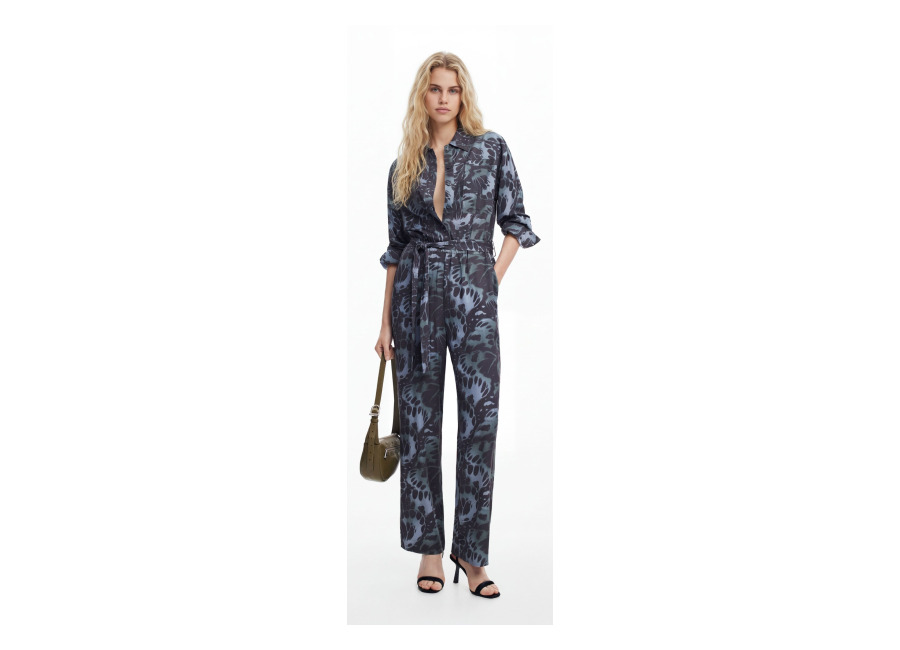 Desigual Mono fluido estampado, Viscosa, Negro