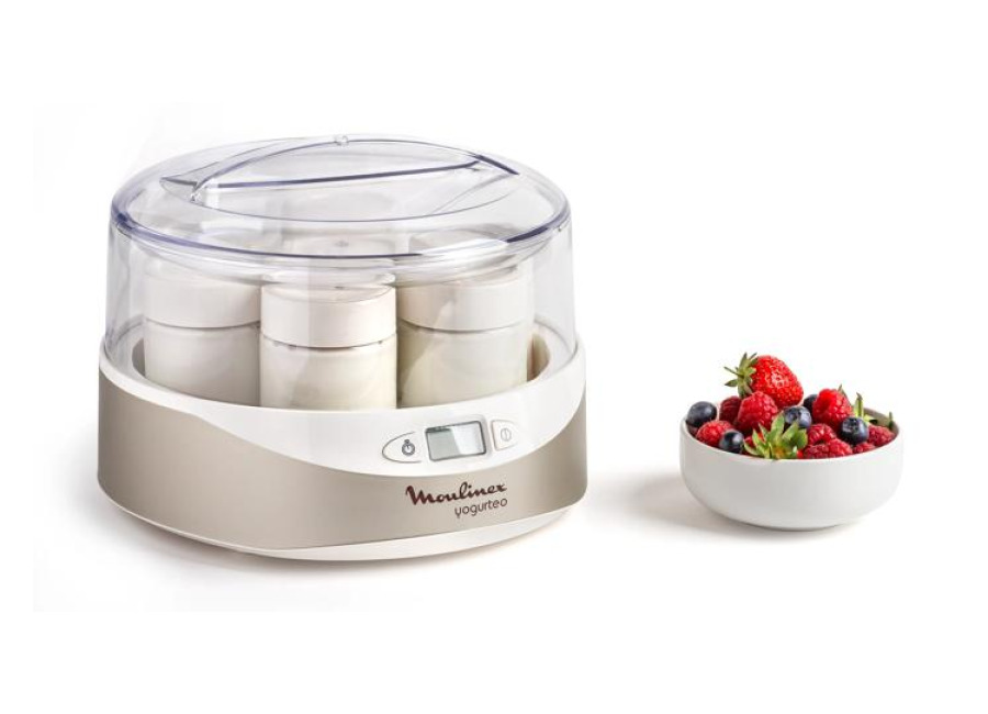 Moulinex Yogurteo, Yogurtera, 7 tarrinas de 160 ml, Parada Automática, Plata