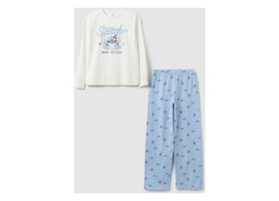 Disney Pijama Multicolor Para Niña De Algodón Puro Con Ajuste Regular Y Estampado, Niña, Blanco/azul claro, Talla: 10-11