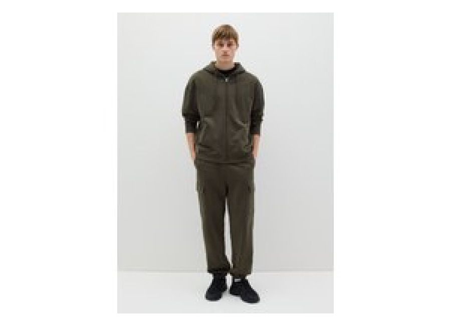 B.ANGEL Sudadera Con Cremallera Over Fit De Algodón Con Capucha, Hombre, Verde militar, Talla: