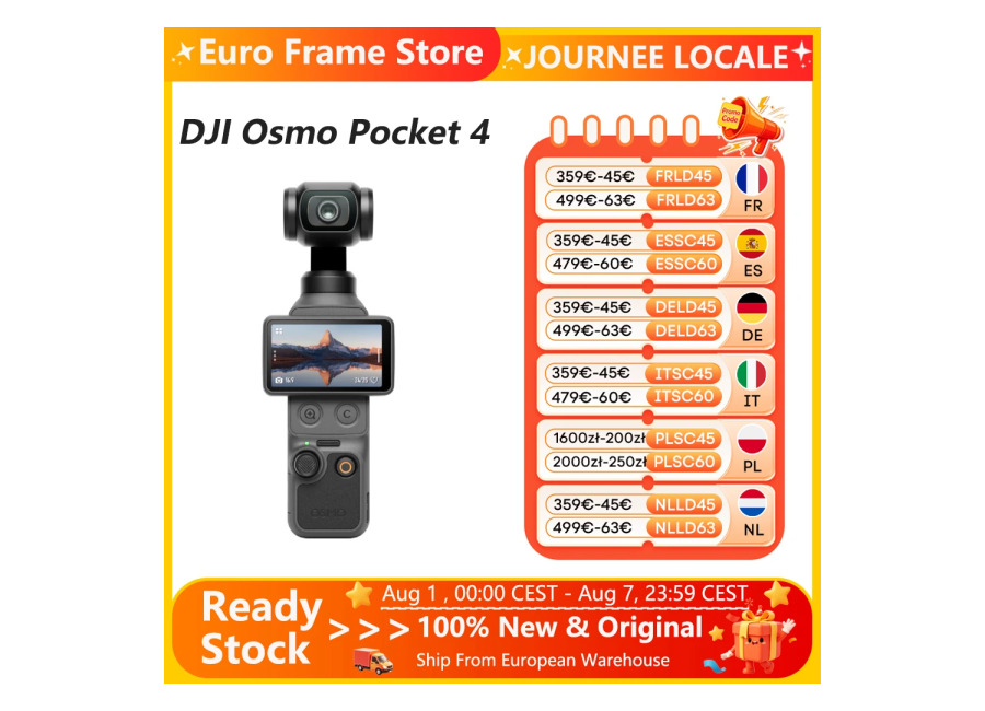 Envío desde la UE, DJI Osmo Pocket 4, Cámara Gimbal de Bolsillo con CMOS de 1″,…