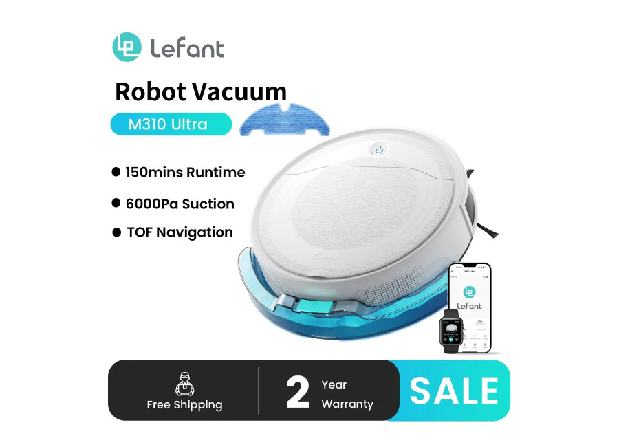 Aspiradora Robótica LEFANT M310 Ultra con Navegación TOF LiDAR, Succión de 6000 Pa, 150 Minutos de…
