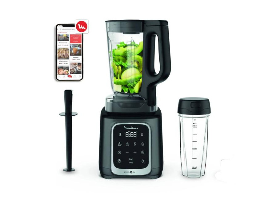 Moulinex Infiny Mix+, Batidora de Vaso, 1600W, 5 programas, Negra
