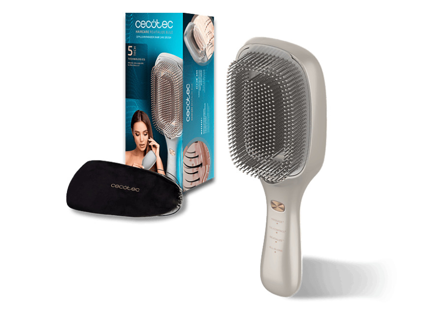 Cecotec Moldeador – Cecotec HairCare Revitalize Champagne, 5 tecnologías, Luz LED, Iones negativos, Láser de baja potencia, Cepillo imantado, Gold