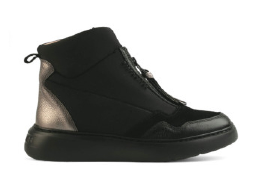 Hispanitas para mujer. Zapatillas de Piel Bolmet (37), Negro, Plano, Cremallera, Casua