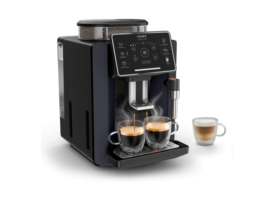 Moulinex Sensation, Cafetera Superautomática, Panel táctil, 5 recetas automáticas, Espumador de leche